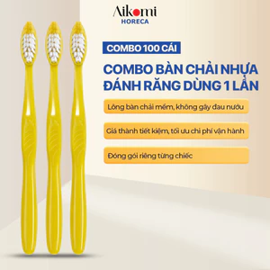 Combo 100 Bộ Bàn Chải Nhựa Đánh Răng Dùng 1 Lần Cho Khách Sạn, Homestay, Nhà Nghỉ 16x1cm