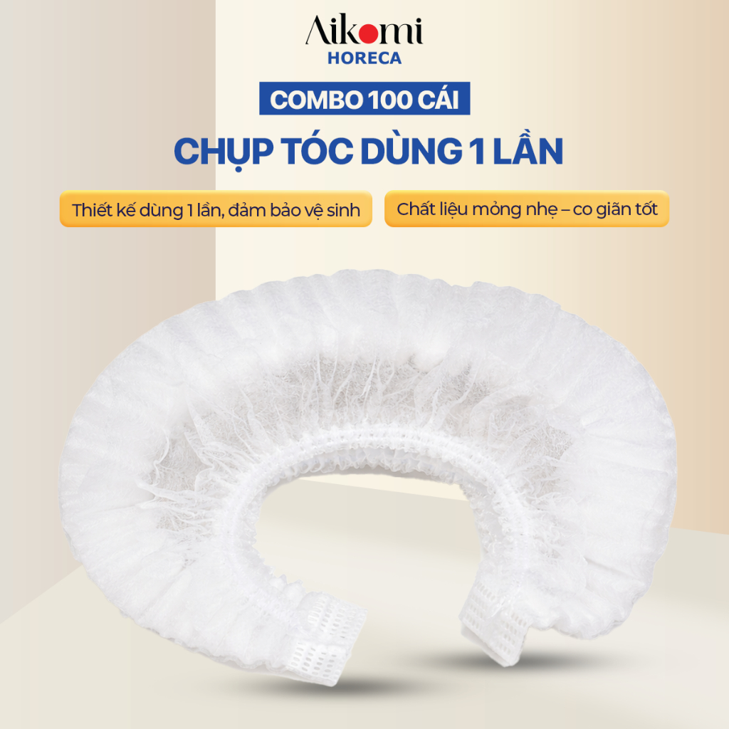 Combo 100 Chụp Tóc - Mũ Trùm Đầu Dùng 1 Lần Đóng Túi Nilong Dùng Cho Khách Sạn, Nhà Nghỉ 12x2cm