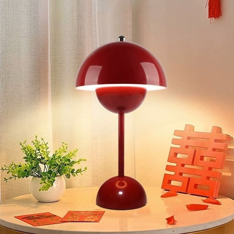 Hoa bàn ánh sáng bầu không khí đám cưới ánh sáng ban đêm nhỏ cảm ứng không dây sạc bàn nấm ánh sáng