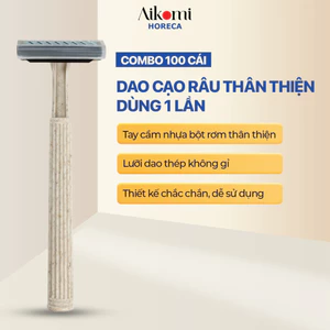 Combo 100 Dao Cạo Râu Xám Thân Thiện Nhựa Dùng 1 Lần Cho Khách Sạn, Nhà Nghỉ,Spa - Đóng Túi Nilon 12x4cm
