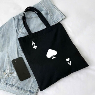 Túi tote, Túi vải bố canvas cotton Lá bài Át bích đeo vai đi học đi chơi thời trang đựng vừa A4 - tot2098