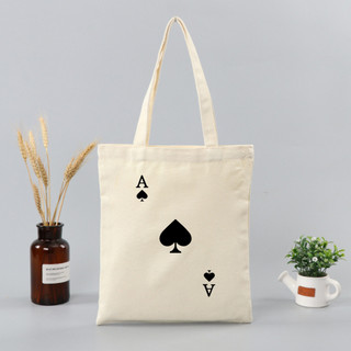 Túi tote, Túi vải bố canvas cotton Lá bài Át bích đeo vai đi học đi chơi thời trang đựng vừa A4 - tot2098