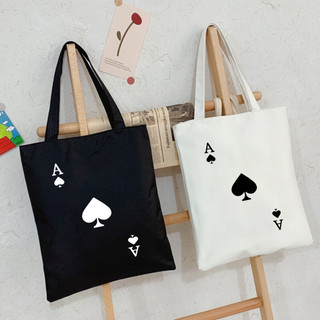 Túi tote, Túi vải bố canvas cotton Lá bài Át bích đeo vai đi học đi chơi thời trang đựng vừa A4 - tot2098