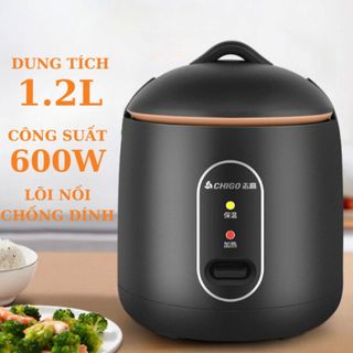 (Xả Kho) Nồi Cơm Điện Mini Chigo 1,2L - Nồi Đa Năng Nấu Cơm, Cháo, Hầm Tiện Lợi Chống Dính 5 Lớp
