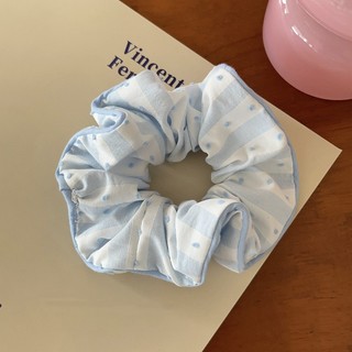 Meowu Dây Cột tóc Scrunchies Màu Xanh Nhiều Hoạ Tiết Nơ Caro