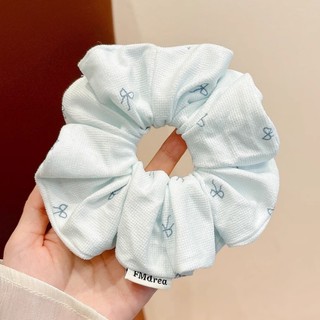 Meowu Dây Cột tóc Scrunchies Màu Xanh Nhiều Hoạ Tiết Nơ Caro