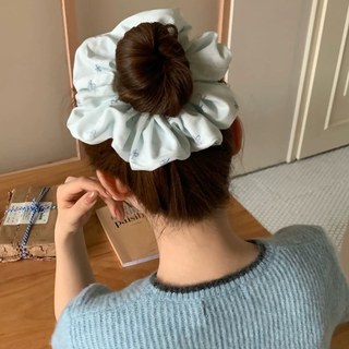 Meowu Dây Cột tóc Scrunchies Màu Xanh Nhiều Hoạ Tiết Nơ Caro