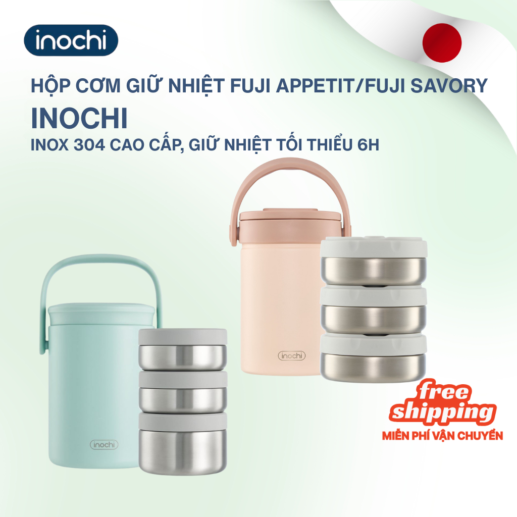 Hộp đựng thức ăn giữ nhiệt inox FUJI APPETIT 1800ml/SAVORY 1700ml INOCHI - Bền màu, an toàn, phù hợp mang đi làm, đi học
