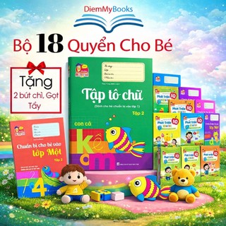 Sách- Bộ 18 Quyển Vở Tập Tô Chữ Luyện Viết Phát Triển IQ Cho Bé Tặng Kèm 2 Bút Chì+ Gọt+ Tẩy