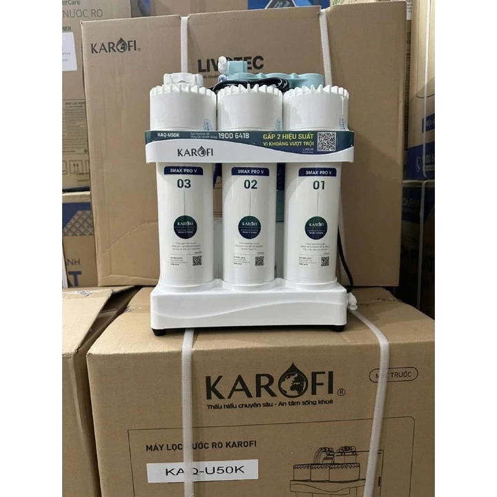 Máy lọc nước để gầm KAROFI U50K, 10 lõi lọc cao cấp, màng RO 50 GPD đúc nhập khẩu Hàn Quốc