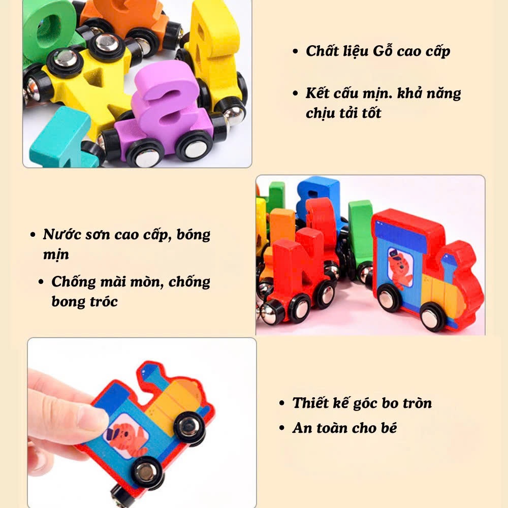 Combo 2 Bộ Đồ Chơi Đoàn Tàu Nam Châm CHỮ CÁI TIẾNG ANH & CHỮ SỐ Đồ Chơi Thông Minh Giáo Dục Sớm Cho Bé