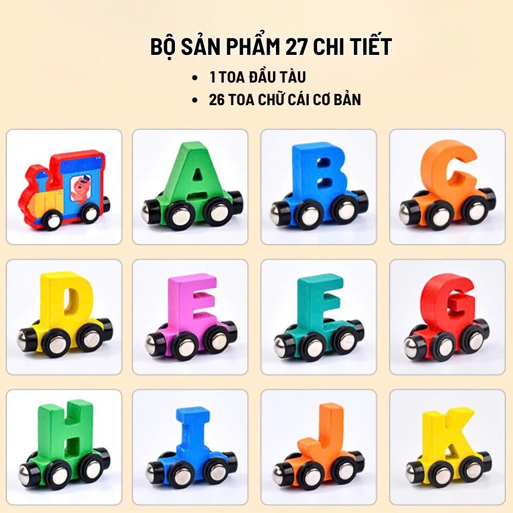 Combo 2 Bộ Đồ Chơi Đoàn Tàu Nam Châm CHỮ CÁI TIẾNG ANH & CHỮ SỐ Đồ Chơi Thông Minh Giáo Dục Sớm Cho Bé