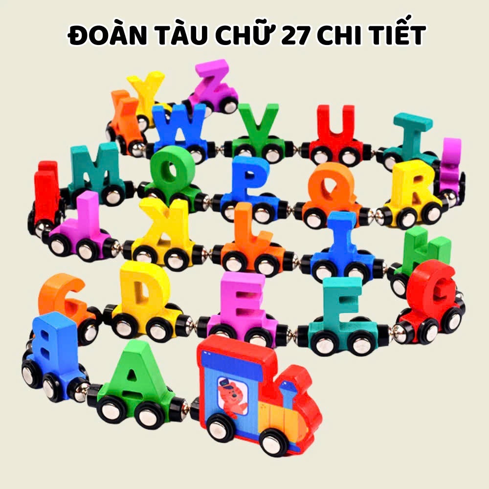 Combo 2 Bộ Đồ Chơi Đoàn Tàu Nam Châm CHỮ CÁI TIẾNG ANH & CHỮ SỐ Đồ Chơi Thông Minh Giáo Dục Sớm Cho Bé