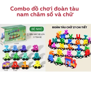 Combo 2 Bộ Đồ Chơi Đoàn Tàu Nam Châm CHỮ CÁI TIẾNG ANH & CHỮ SỐ Đồ Chơi Thông Minh Giáo Dục Sớm Cho Bé