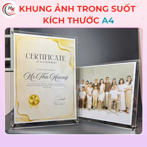 Khung ảnh Mica để bàn - Kích thước A6 A5 A4 A3 Khung ảnh Mica trong suốt - Khung bằng khen - Chân ốc Inox