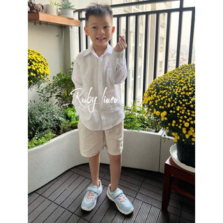 [Kids-JUNE LINEN] Áo sơ mi tay dài Linen 100% cho Bé, 15kg-40kg. #VT02