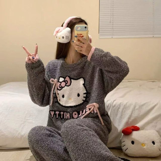 Bộ ngủ lông kitty xám qccc