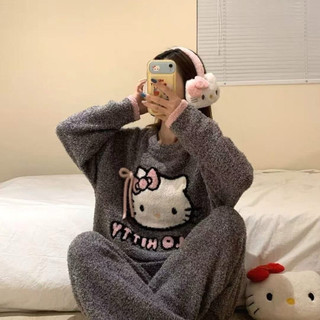 Bộ ngủ lông kitty xám qccc