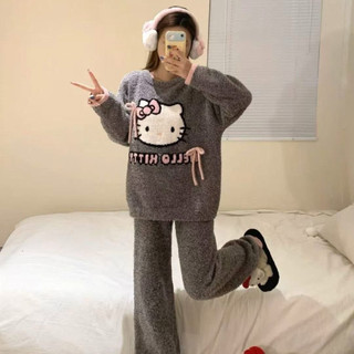 Bộ ngủ lông kitty xám qccc