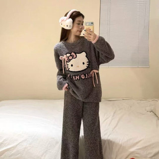 Bộ ngủ lông kitty xám qccc