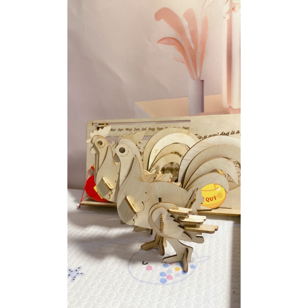 Bộ đồ chơi ghép hình 3D thông minh bằng gỗ - Hình con gà trống