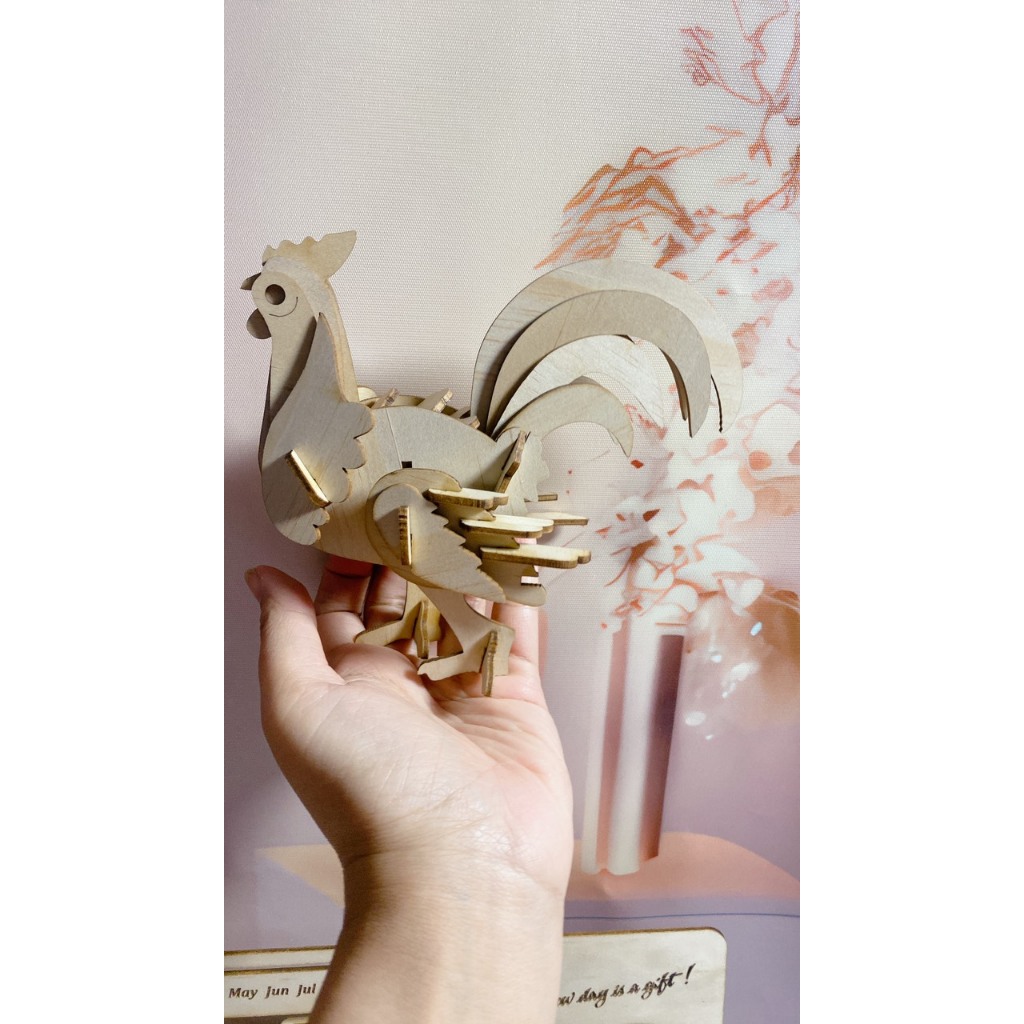 Bộ đồ chơi ghép hình 3D thông minh bằng gỗ - Hình con gà trống