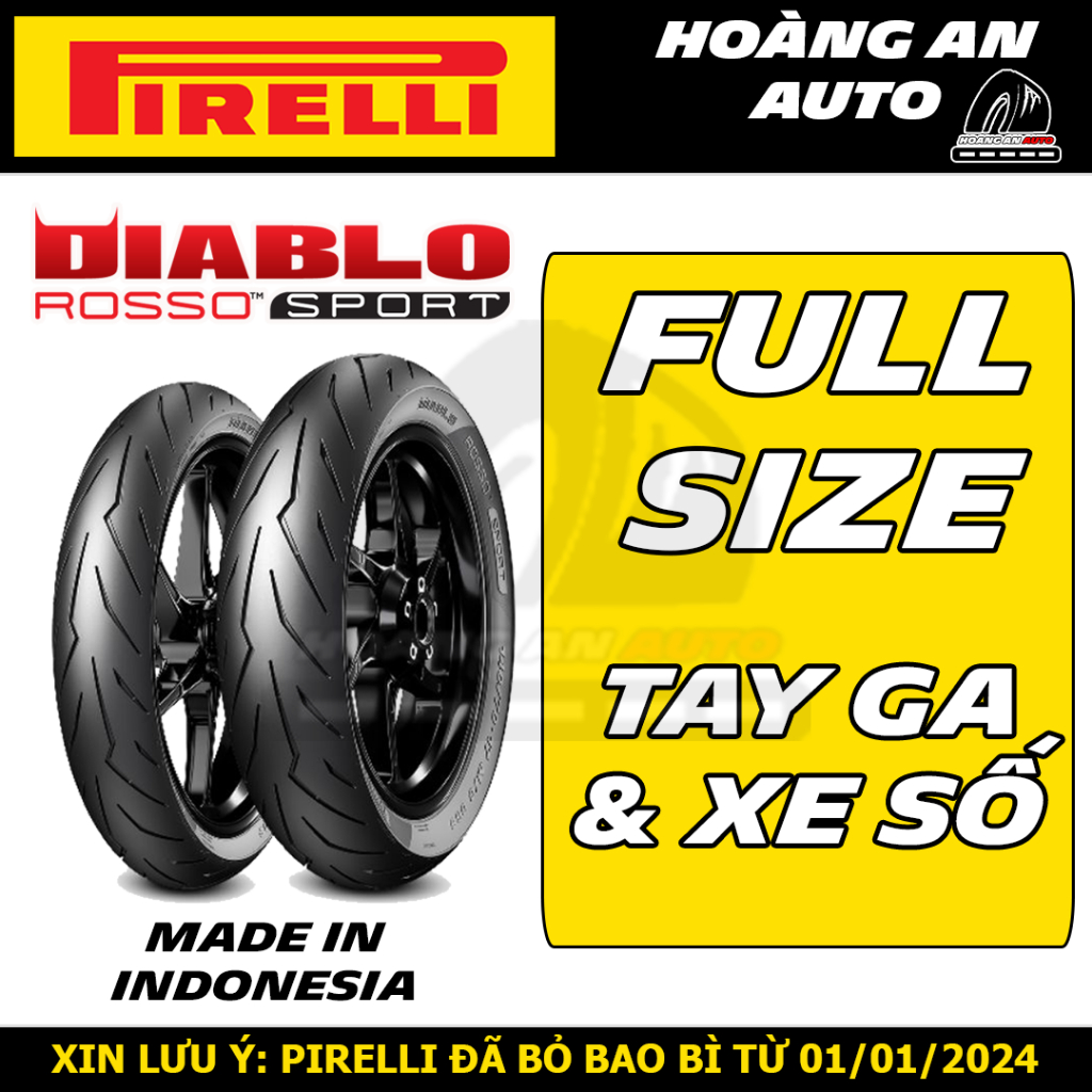(ROSSO SPORT - GIÁ 1 CÁI) VỎ LỐP XE PIRELLI ROSSO SPORT ĐỦ SIZE CHO TAY ...