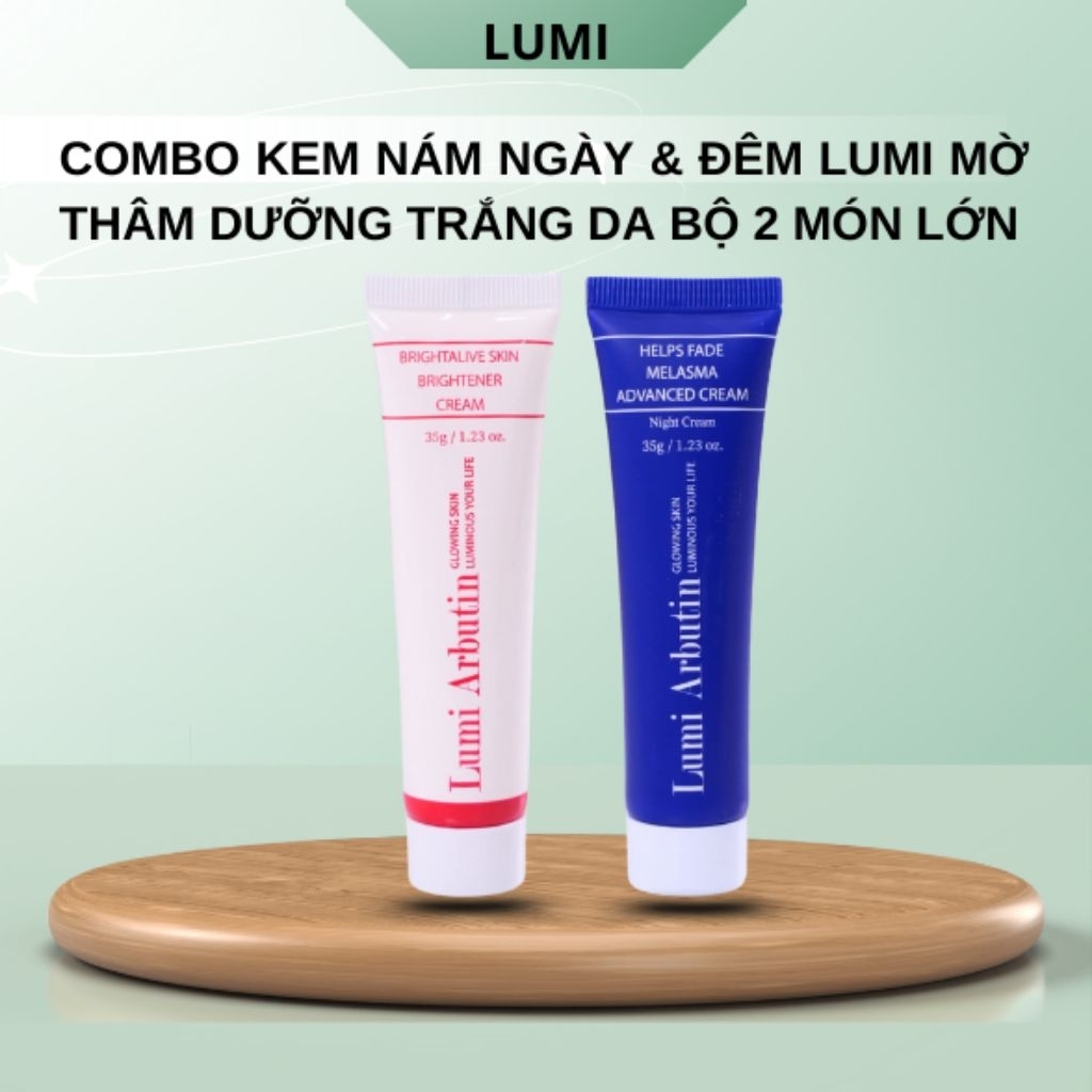 Kem Nám Mờ Thâm Lumi Arbutin Ngày Đêm  Mờ Thâm Nám, Sáng Da, Đều Màu Bộ 2 Món