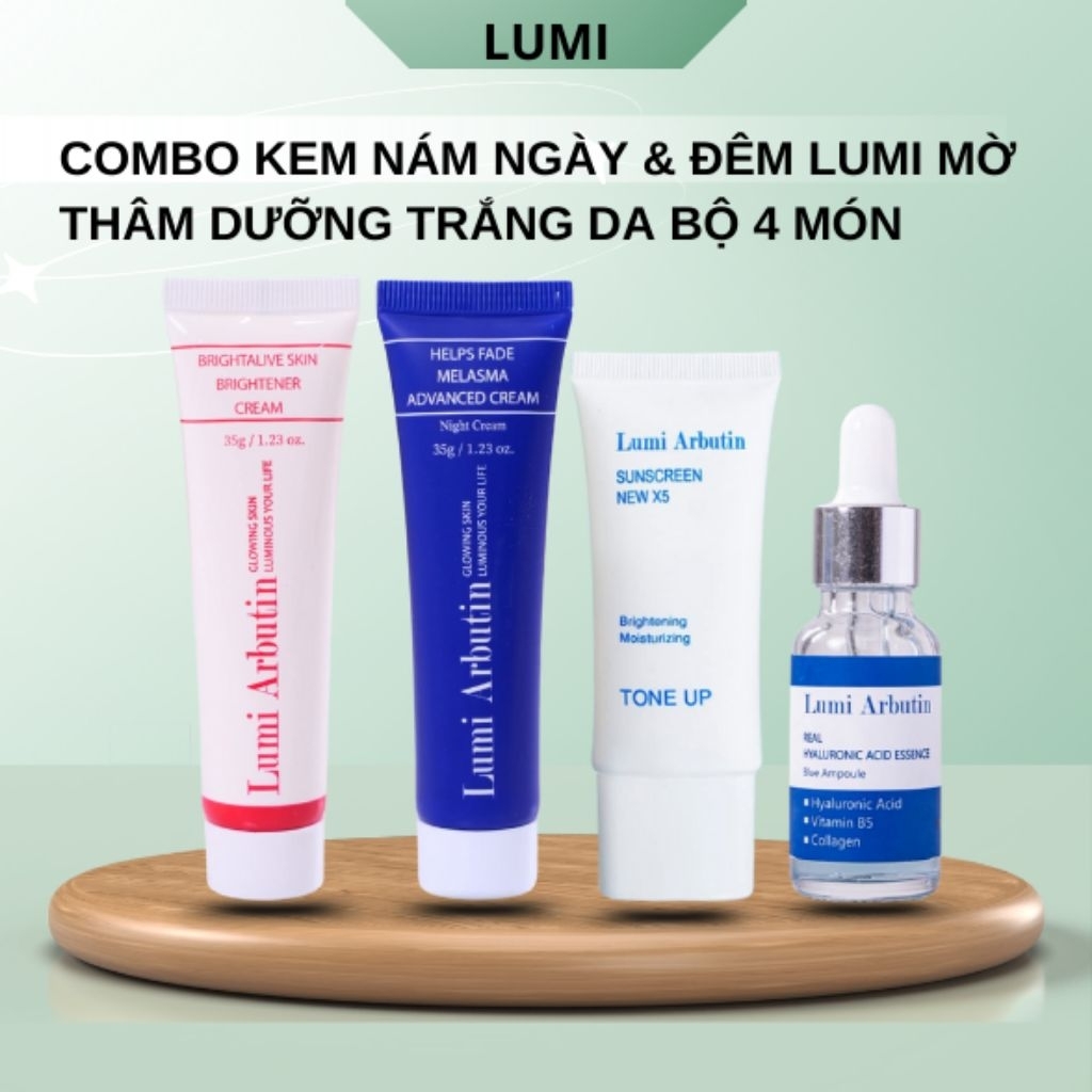 Kem Nám Mờ Thâm Ngày Đêm Lumi Arbutin  Giảm Thâm Nám, Sáng Da, Đều Màu Bộ 4 Món