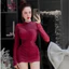 Đầm 2 dây ôm body kèm thun lưới cổ cao nhún tay dài thiết kế trẻ trung thời trang