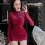 Đầm 2 dây ôm body kèm thun lưới cổ cao nhún tay dài thiết kế trẻ trung thời trang