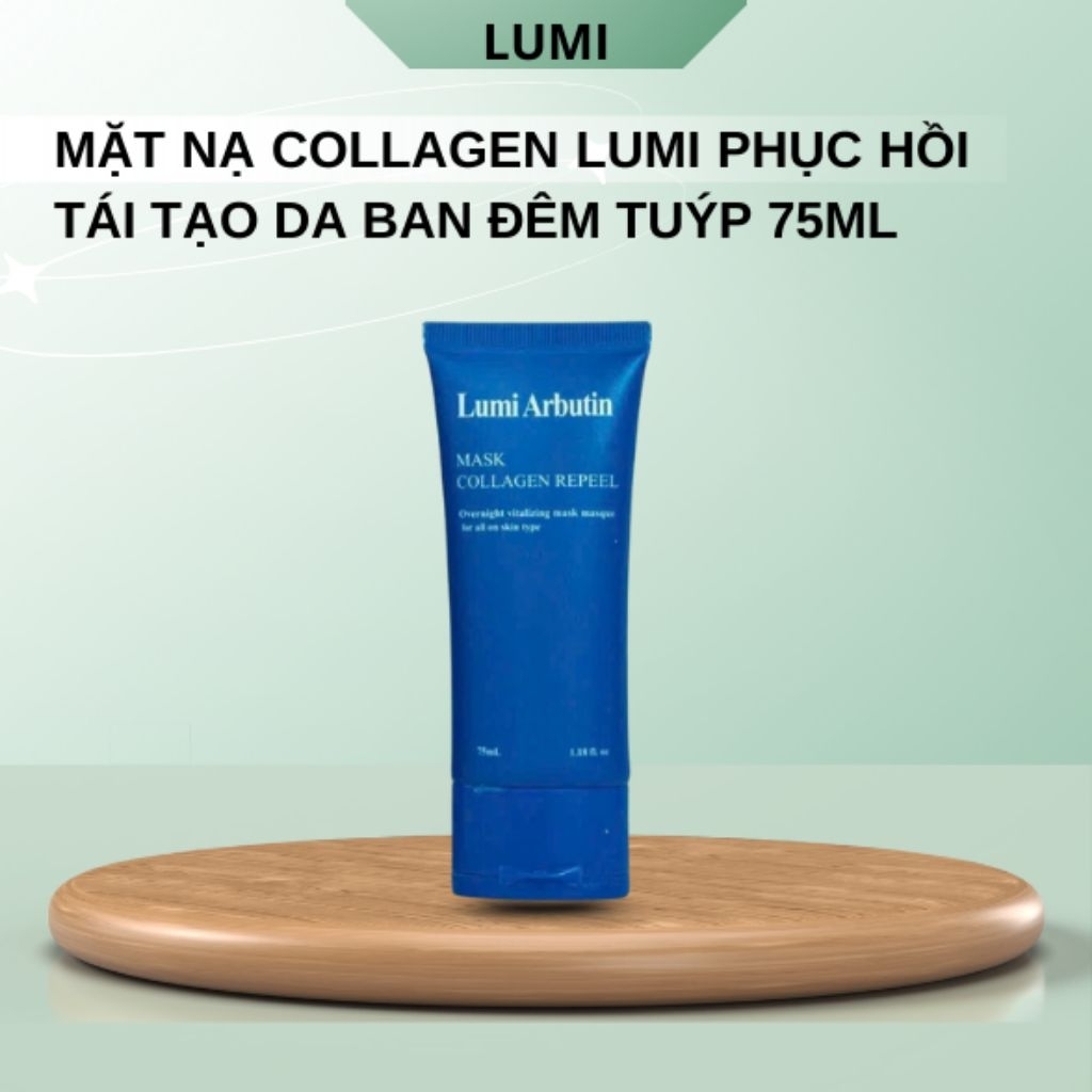 Mặt Nạ Dưỡng Da Lumi Arbutin Mask Collagen Làm Sạch Bã Nhờn, Giảm Mụn Ẩn, Thu Nhỏ Lỗ Chân Lông, Da Căng Bóng Tuýp 75ml
