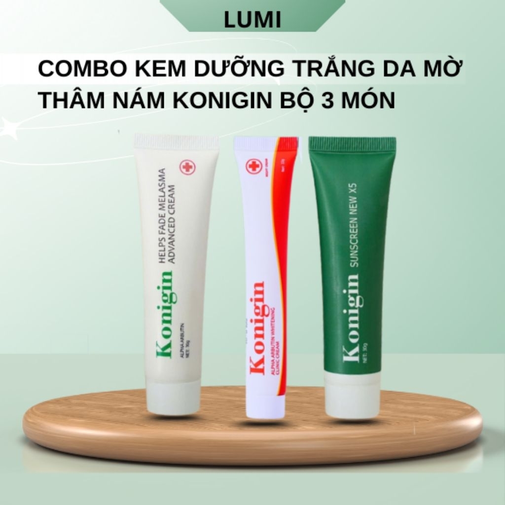 Kem Nám Nám Mờ Thâm Konigin Dưỡng Trắng Da, Giảm Thâm Sạm, Cấp Ẩm Phục Hồi Da Bộ 3 Món