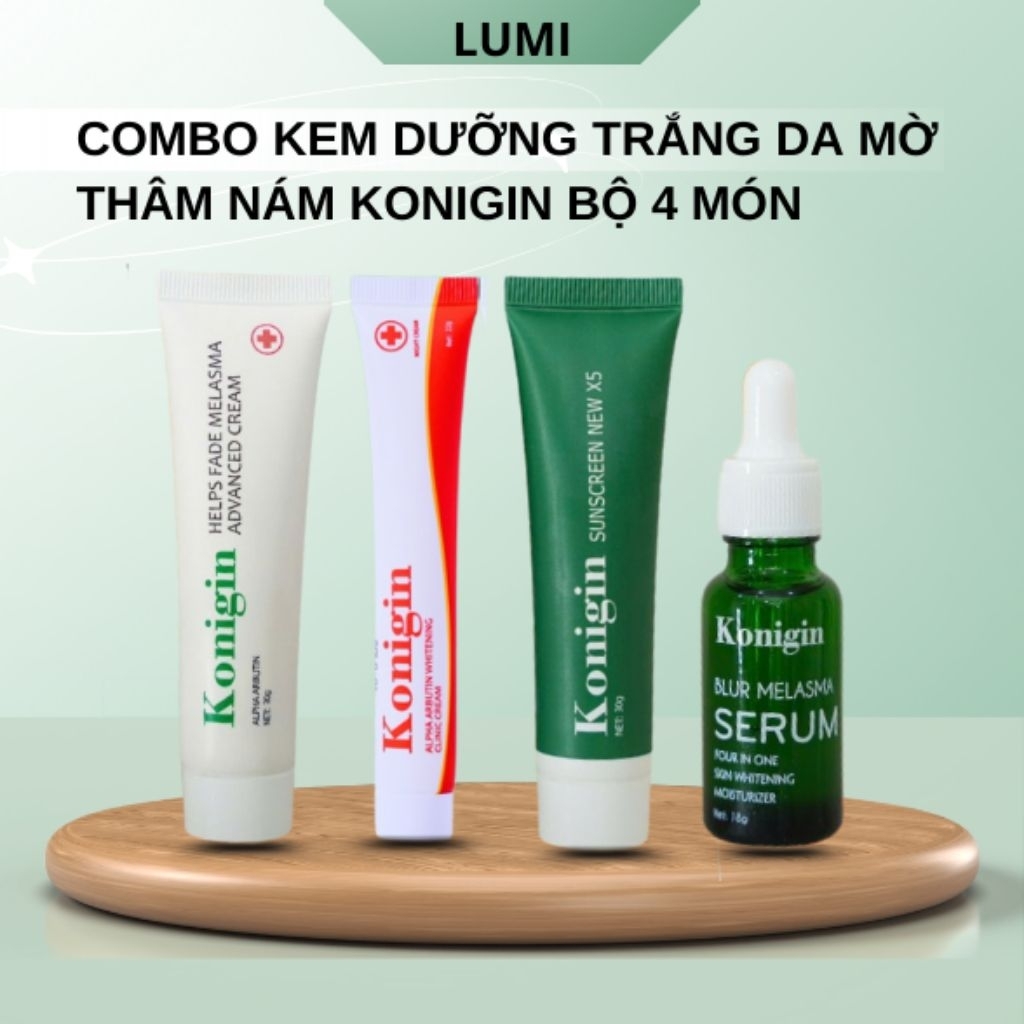 Kem Nám Mờ Thâm Konigin Mờ Thâm, Dưỡng Trắng, Cấp Ẩm & Phục Hồi Da Bộ 4 Món
