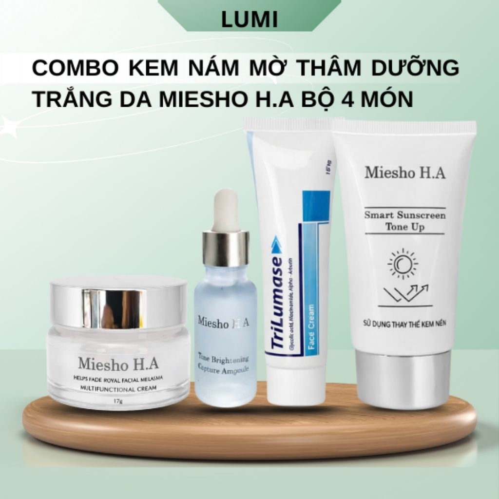 Kem Nám Mờ Thâm MIESHO HA Dưỡng Da Mỗi Ngày Cải Thiện Vùng Da Tối Màu Nâng Tông Nhẹ Nhàng Bộ 4 Món