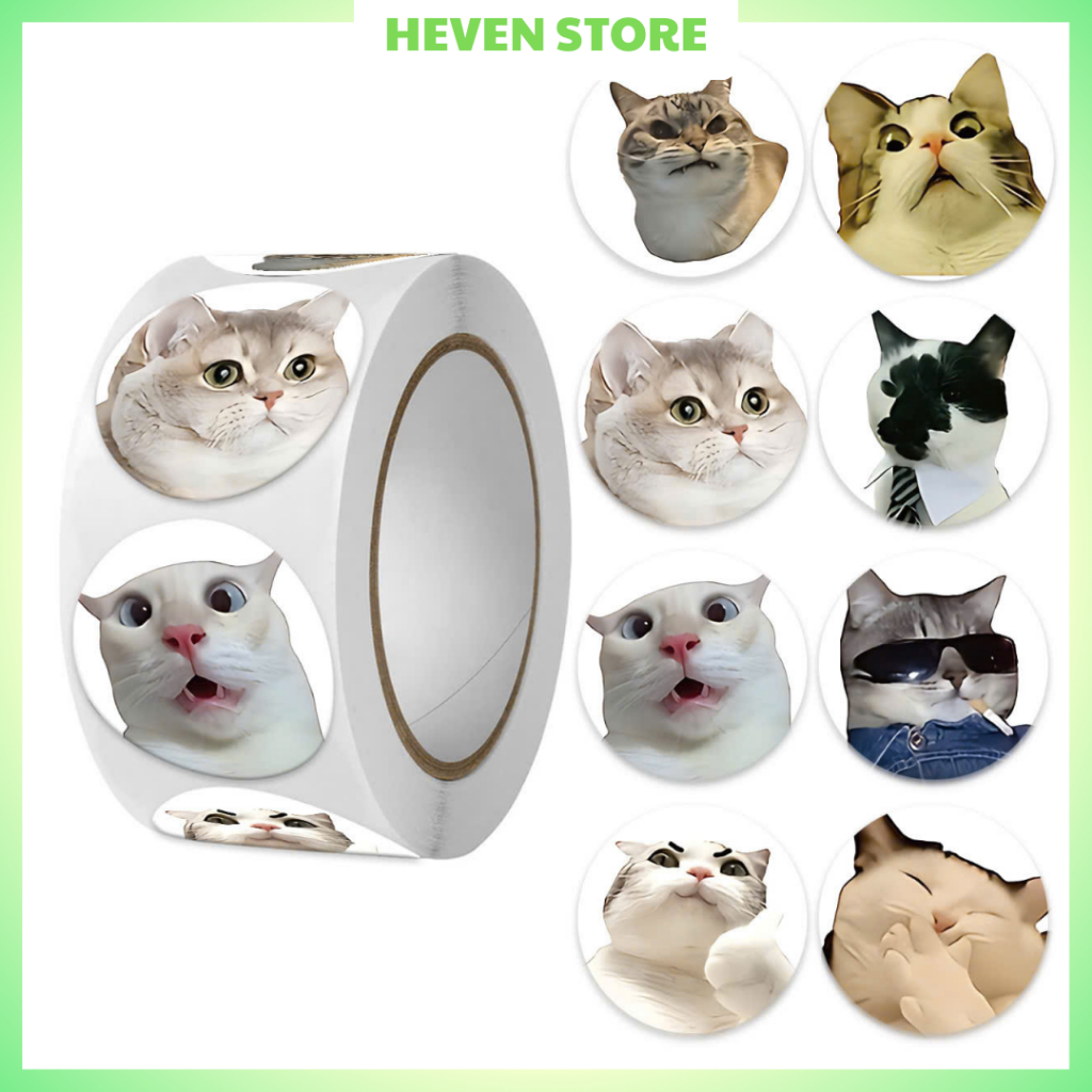 Bộ Miếng Sticker Mèo MEME Bắt Tr, Điện Thoại, Mũ Bảo Hiểm, Vali ...