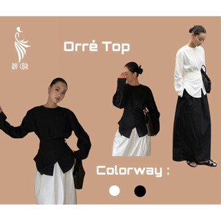 Orré Top / By cor/ Áo Linen tay dài cột eo