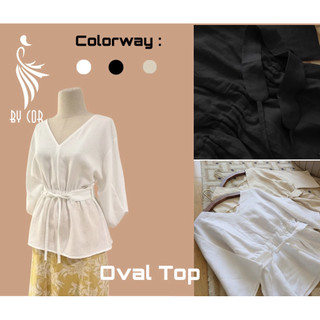 Oval Top /By Cor/ Áo Linen tay liền cột đai eo
