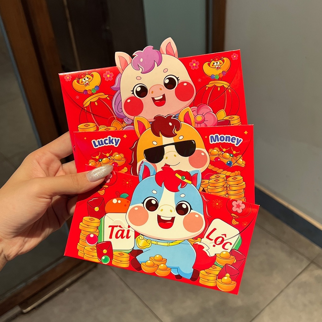 Bao Lì Xì Bao Lì Xì Tết 2026 Con Lân Con Ngựa Lì Xì Lân Mừng Năm Mới Set 3 Cái Đầu Lân - PUPU HOUSE