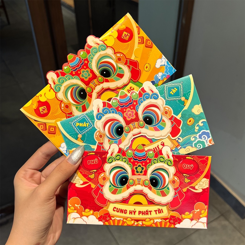 Bao Lì Xì Bao Lì Xì Tết 2026 Con Lân Con Ngựa Lì Xì Lân Mừng Năm Mới Set 3 Cái Đầu Lân - PUPU HOUSE