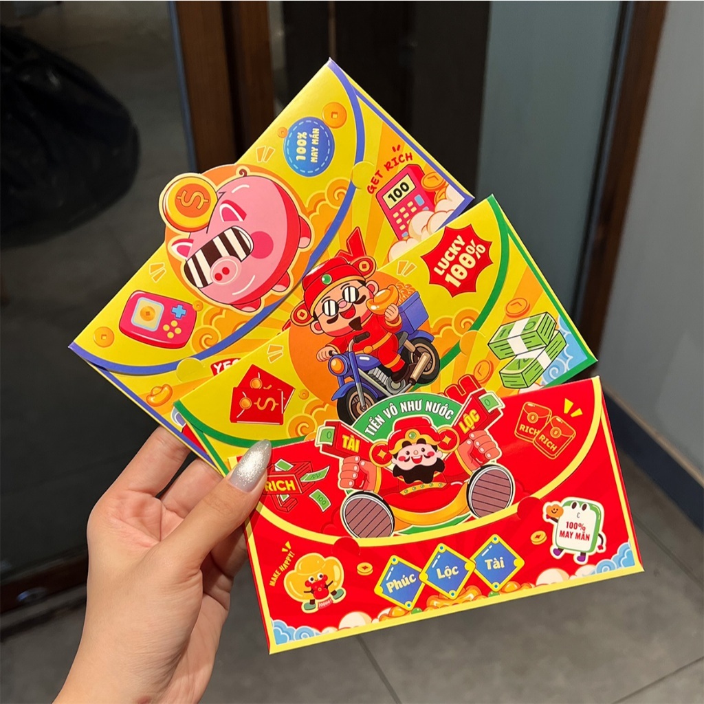 Bao Lì Xì Bao Lì Xì Tết 2026 Con Lân Con Ngựa Lì Xì Lân Mừng Năm Mới Set 3 Cái Đầu Lân - PUPU HOUSE