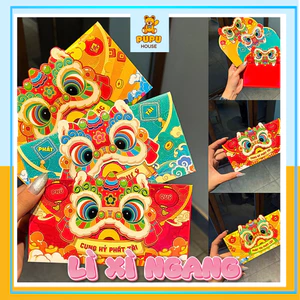 Bao Lì Xì Bao Lì Xì Tết 2026 Con Lân Con Ngựa Lì Xì Lân Mừng Năm Mới Set 3 Cái Đầu Lân - PUPU HOUSE
