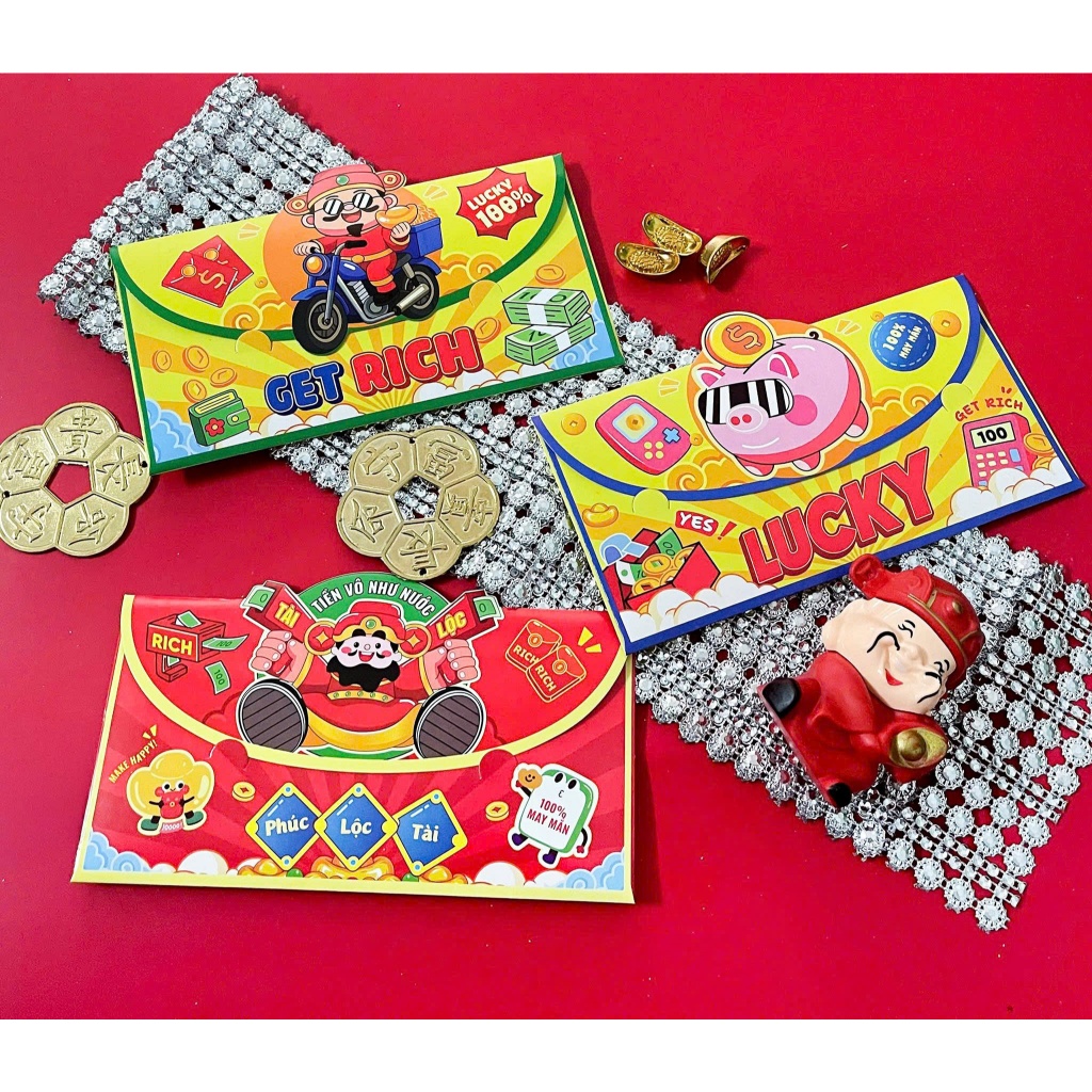 Bao Lì Xì Bao Lì Xì Tết 2026 Con Lân Con Ngựa Lì Xì Lân Mừng Năm Mới Set 3 Cái Đầu Lân - PUPU HOUSE