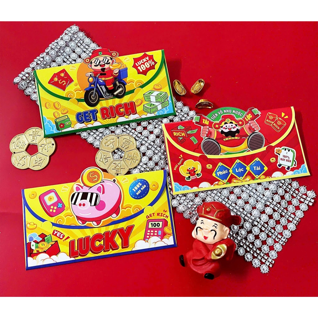 Bao Lì Xì Bao Lì Xì Tết 2026 Con Lân Con Ngựa Lì Xì Lân Mừng Năm Mới Set 3 Cái Đầu Lân - PUPU HOUSE