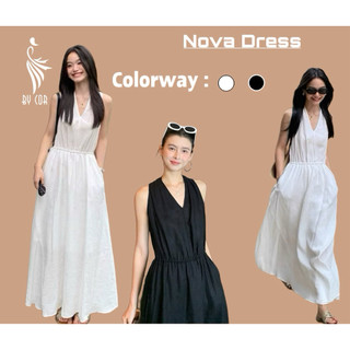 NoVa Dress/ By Cor/ Đầm Linen cổ V tùng váy xoè