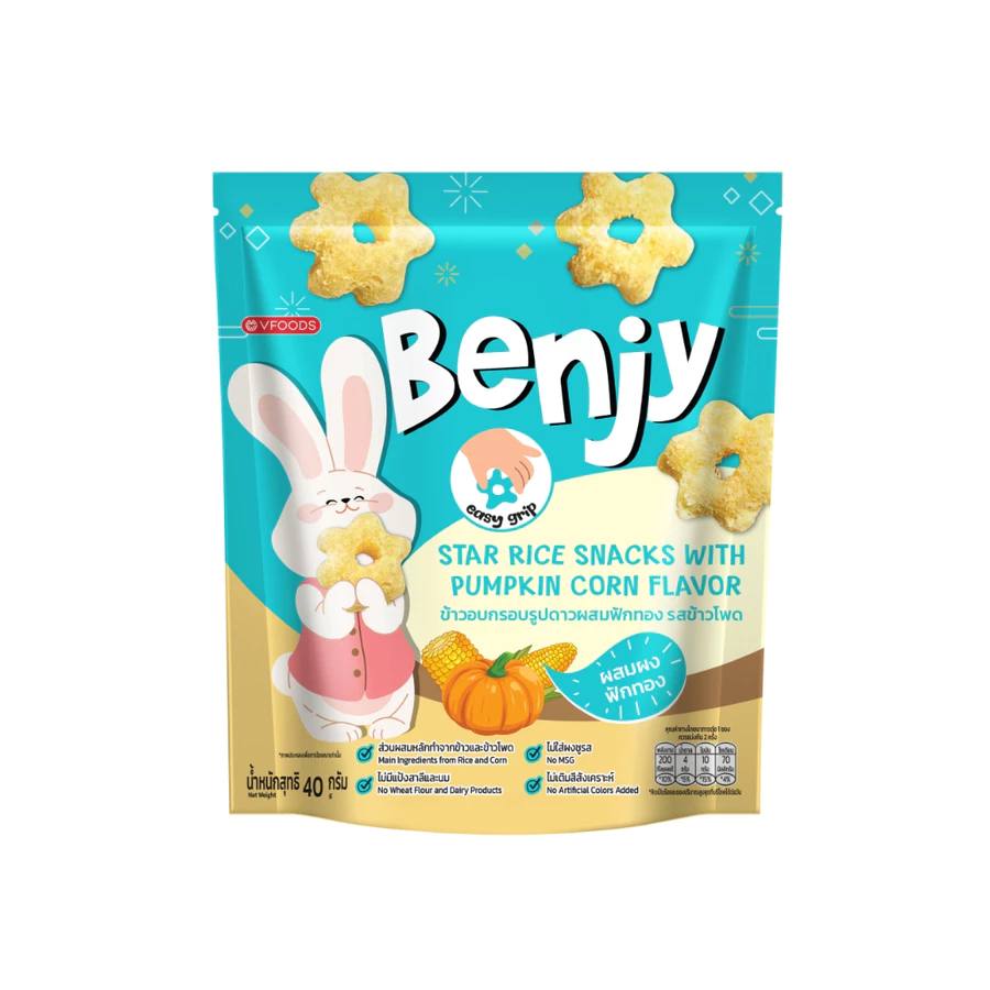 Bánh gạo ăn dặm Snack Benjy hình sao, hình que cho bé 40g, 100g đủ vị - Túi