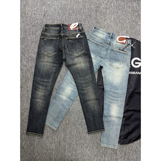 Quần Jean Nam Dáng Slimfit Rách Nhẹ Wash Loang Phong Cách Trẻ Trung Cá Tính