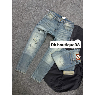 Quần Jean Nam Dáng Slimfit Rách Nhẹ Wash Loang Phong Cách Trẻ Trung Cá Tính