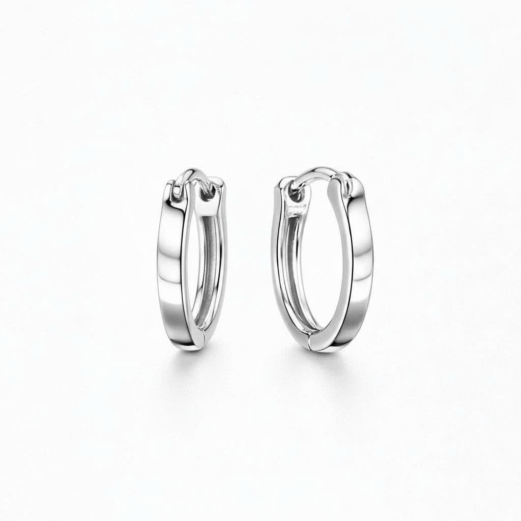 Khuyên tai bạc 950 trơn đơn giản dành cho unisex và trẻ em Luna Jewelry
