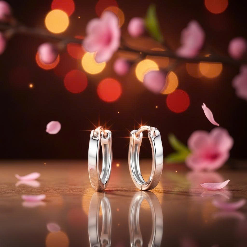 Khuyên tai bạc 950 trơn đơn giản dành cho unisex và trẻ em Luna Jewelry